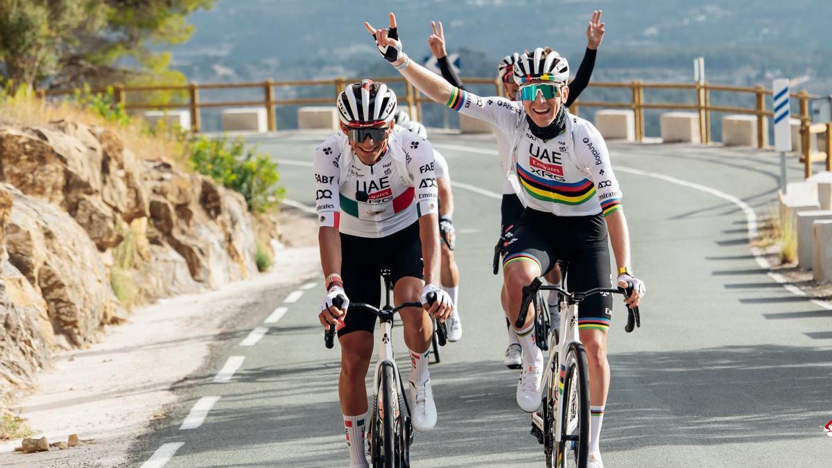 Pogacar, en un entrenamiento de pretemporada
