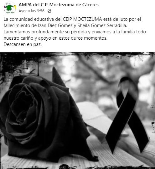 Post que ha publicado la asociación de madres y padres del colegio Moctezuma.