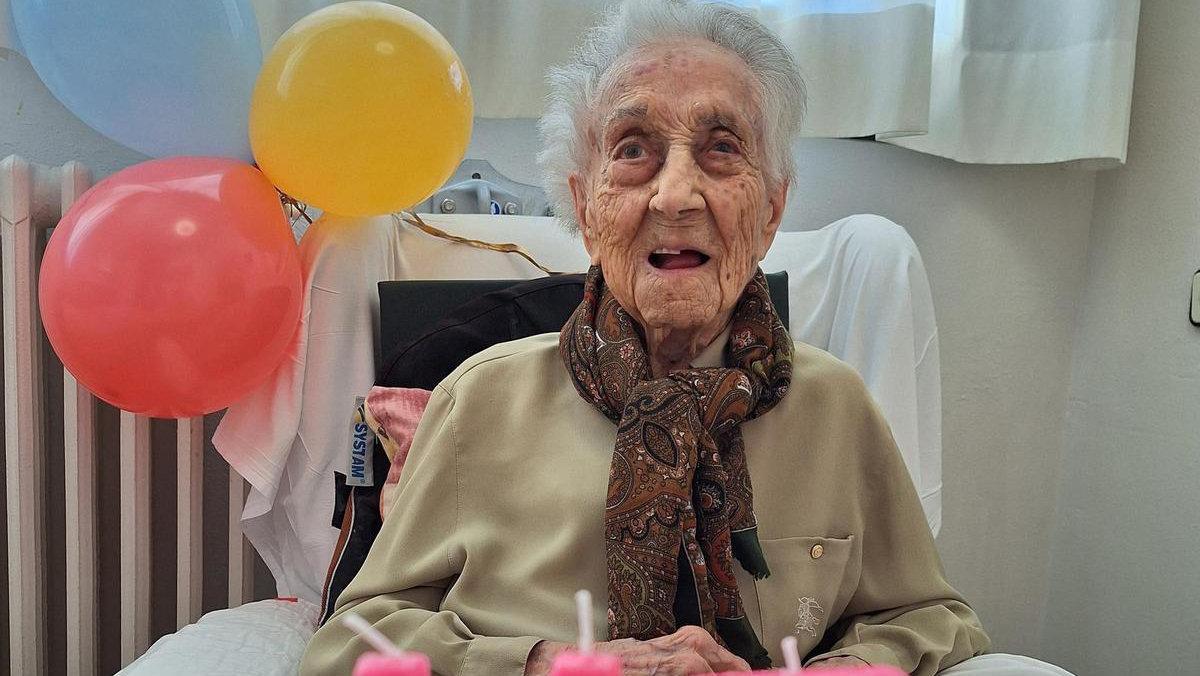 Maria Branyas, durante la celebración de su 117 aniversario.