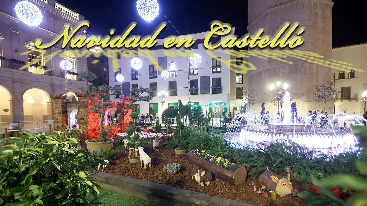 Luces y jardín efímero en la plaza Mayor de la capital de la Plana.