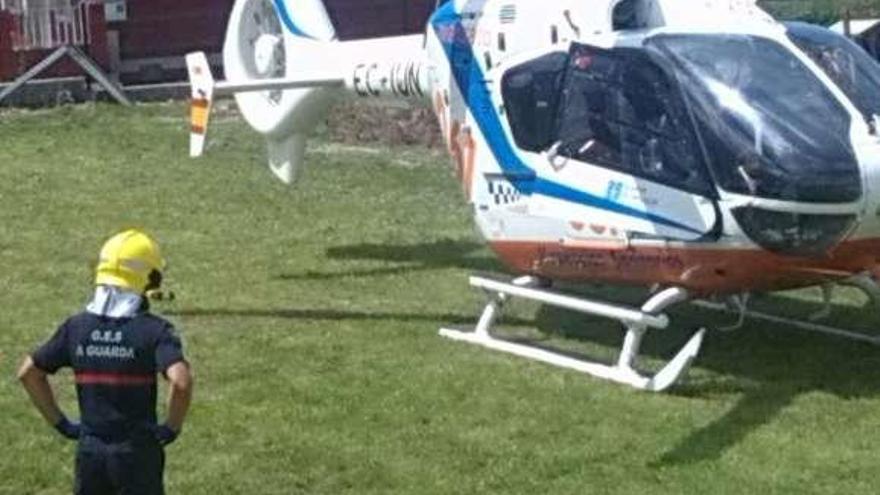 El helicóptero aterrizó en una finca del conductor de la furgoneta.