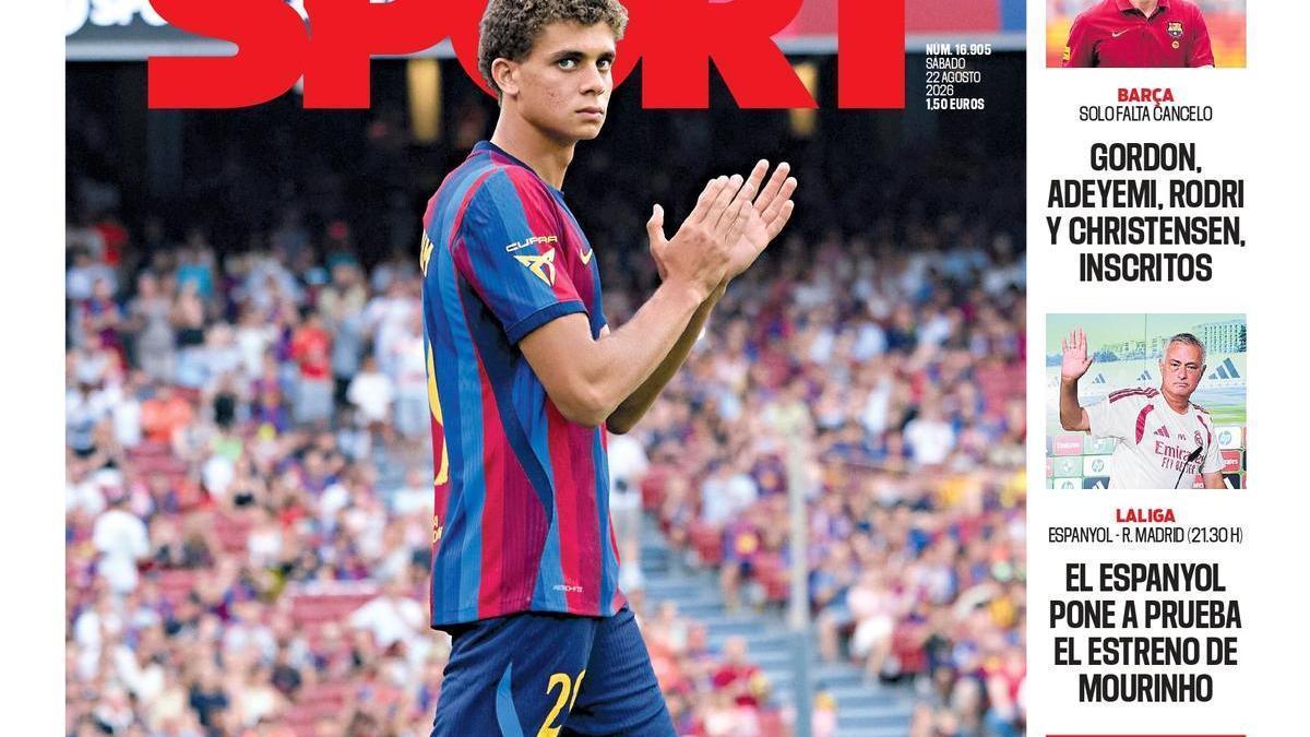 Esta es la portada de SPORT de hoy, sábado 22 de agosto de 2026
