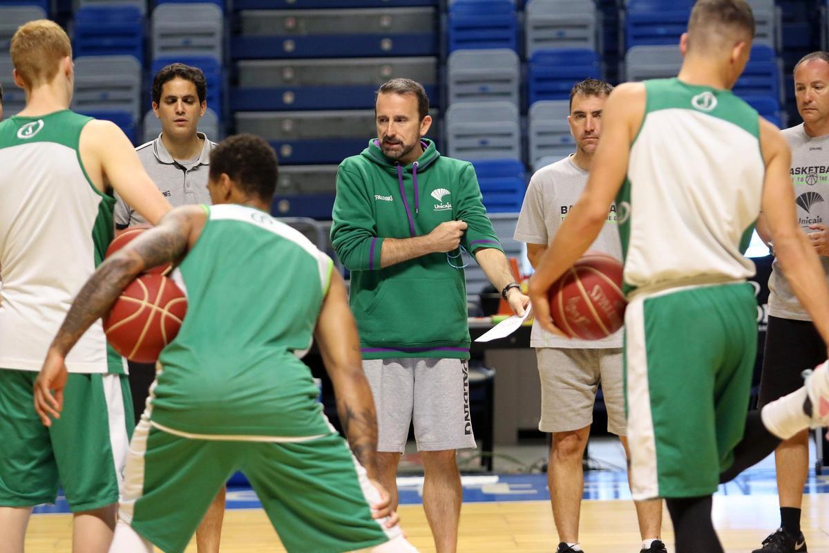 Joan Plaza, durante un entrenamiento con el Unicaja.