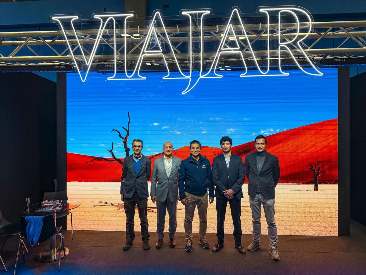 De izquierda a derecha: Pablo Fernández (subdirector de VIAJAR), Josep Maria Palau Riveraygua (director de VIAJAR), David Hernández (CEO de PANGEA), Pablo R. Tomasini (director de nuevos proyectos de revistas Prensa Ibérica) y Abraham Martín (director de marketing de PANGEA).