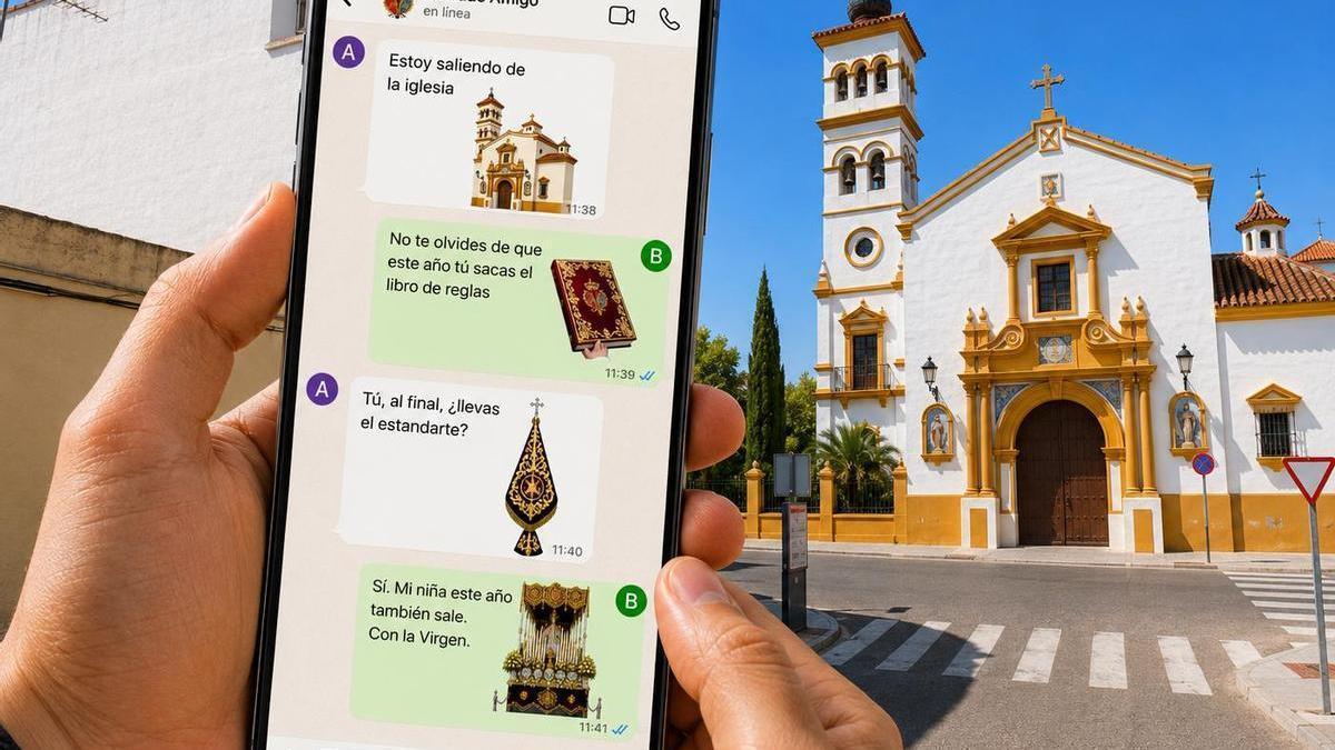 Conversación ficticia creada con IA usando los emojis que la Cofradía de San Roque de Badajoz ha creado.