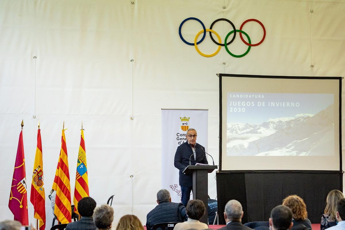 Alejandro Blanco, durante su conferencia sobre Olimpismo, este mediodía, en Viella.