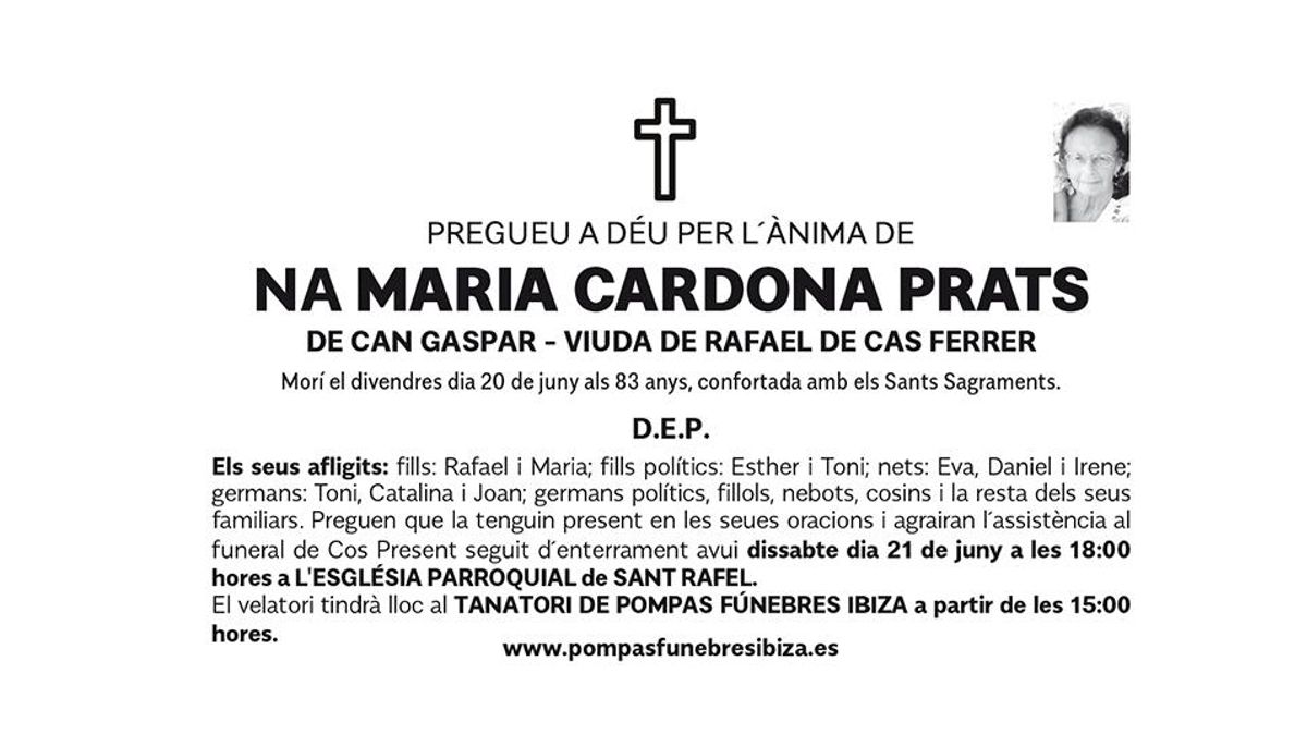 Esquela Maria Cardona Prats