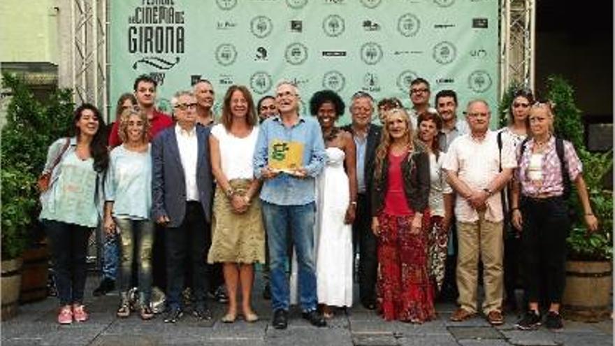 Alguns dels col·laboradors i impulsors del Festival de Cinema de Girona, ahir, durant la presentació.