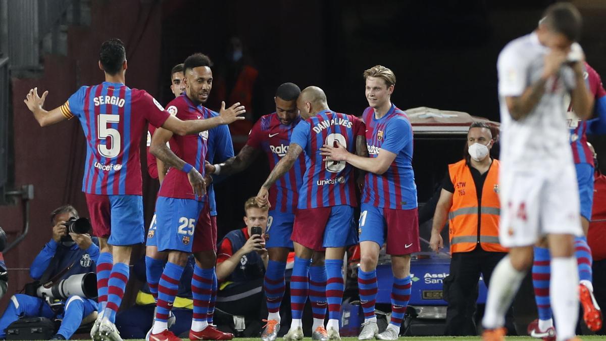El Barça celebrando un gol ante el Mallorca