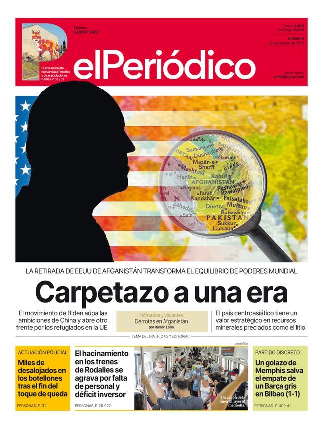 La portada d’EL PERIÓDICO del 21 d’agost del 2021