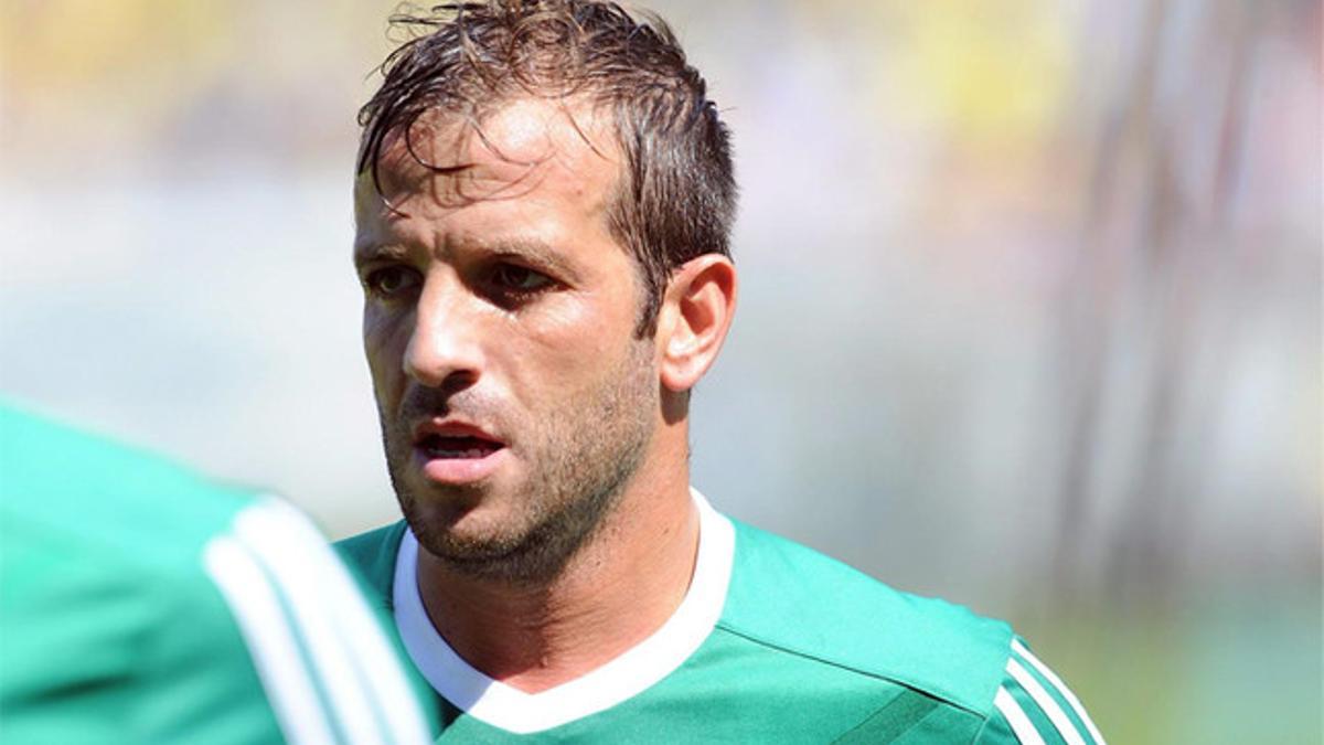 Van der Vaart, en un entrenamiento con el Betis