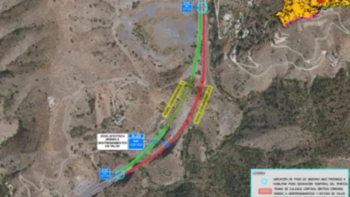 Infografía con las obras para estabilizar un talud de la A 45 en Casabermeja