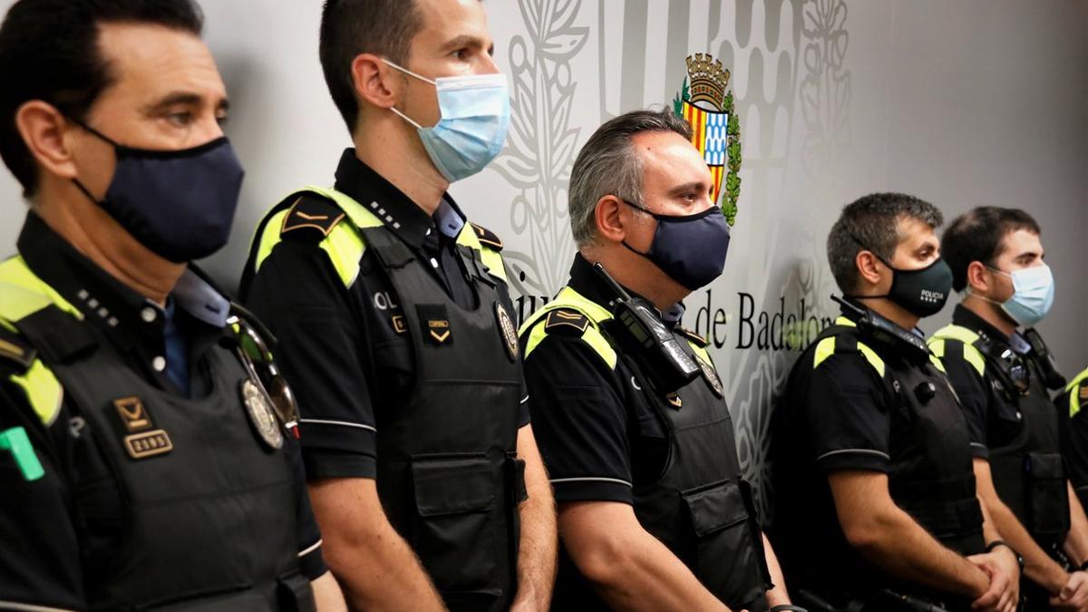 Agentes de la Guardia Urbana de Badalona, el 21 de septiembre de 2020.