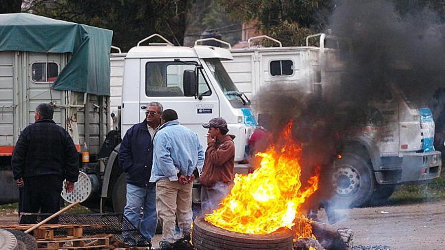 Vista de un bloqueo de rutas.