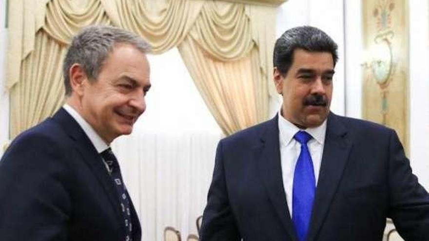 José Luis Rodríguez Zapatero, al comienzo de su reunión con Nicolás Maduro en Caracas. // E.P.