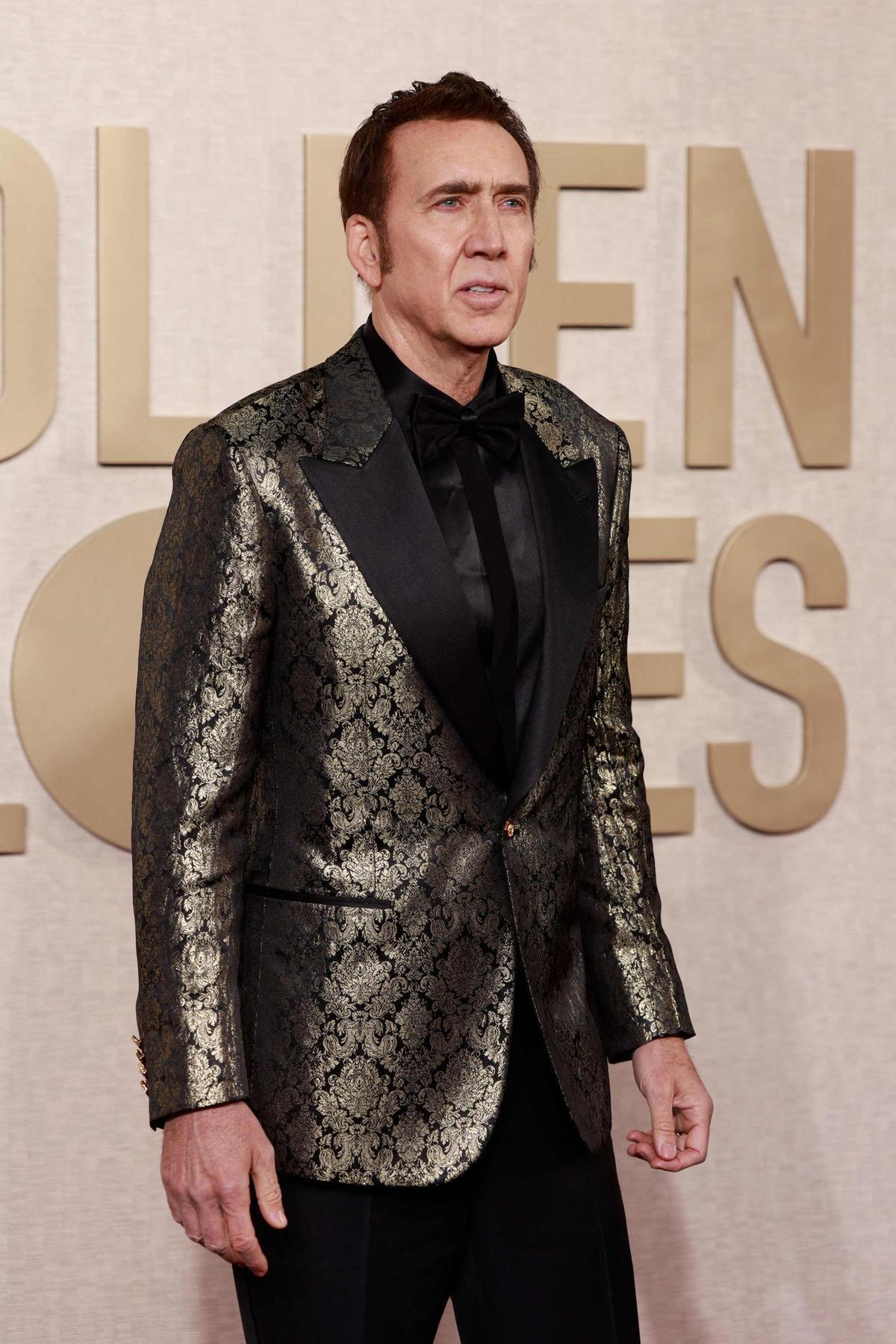 Nicholas Cage, en la alfombra roja de los globos de oro 2024
