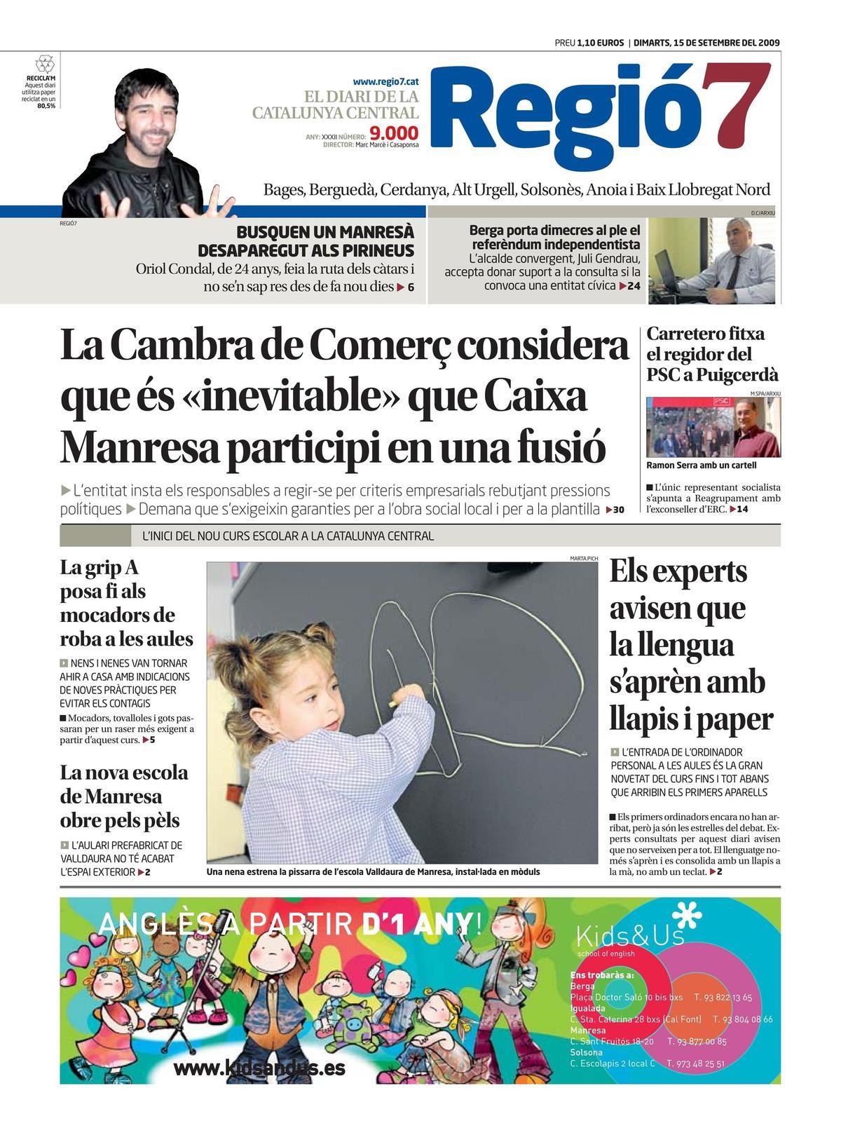 La portada 9.000 de Regió7 del 15 de setembre del 2009