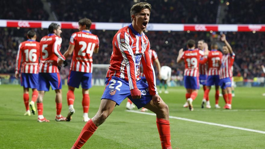 Giuliano Simeone celebra su segundo gol ante el Getafe en la Copa del Rey.