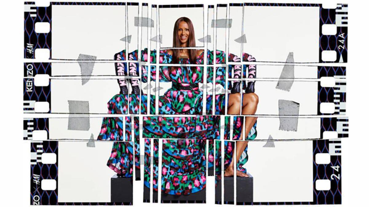 Iman, embajadora de la campaña publicitaria de Kenzo y H&M.