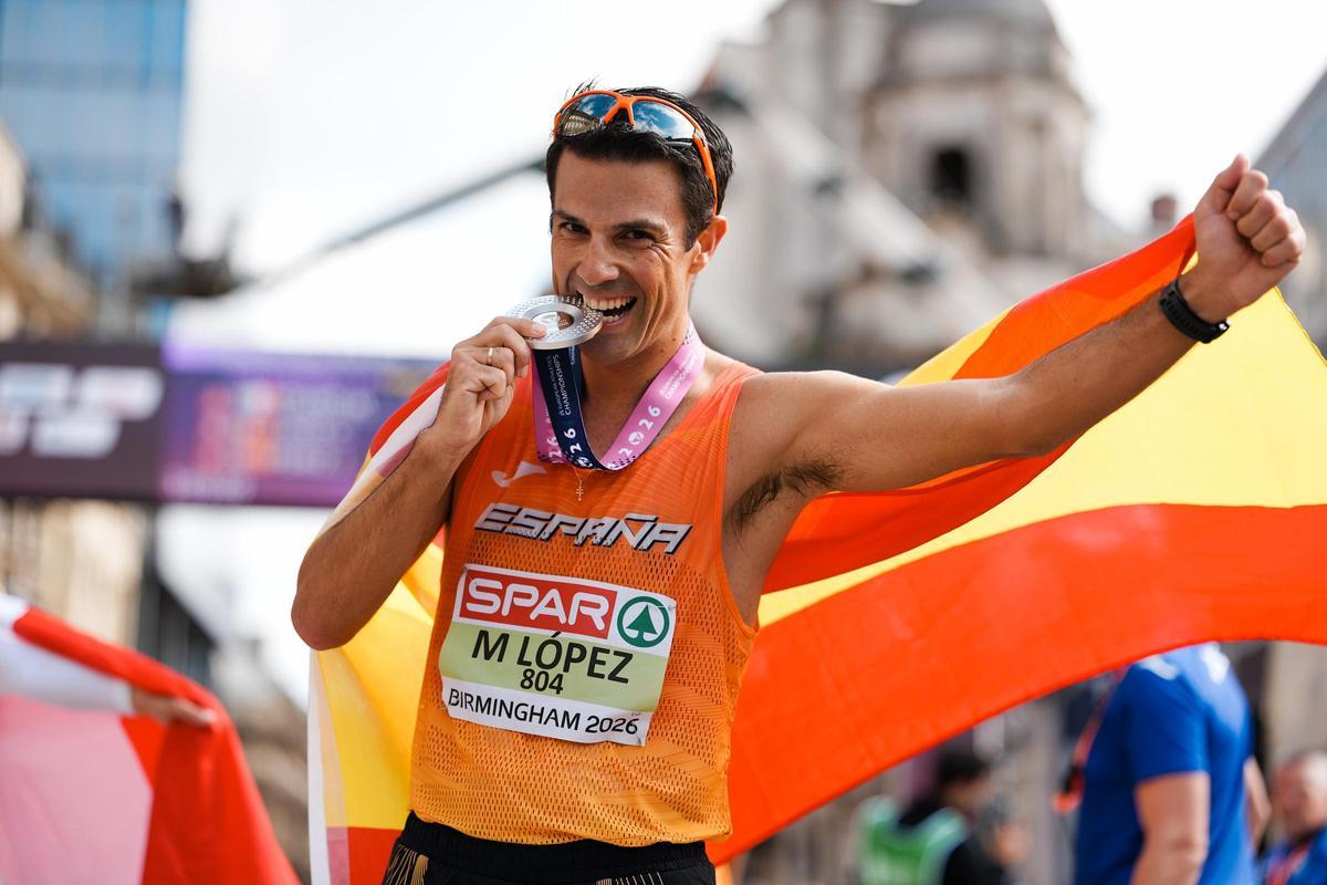 Miguel Ángel López Nicolás, con la medalla de plata conquistada en el Campeonato de Europa de Birmingham