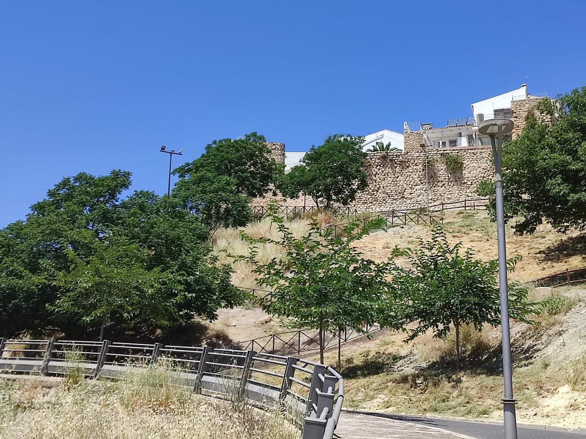 Vista de la ladera tras la intervención del Ayuntamiento de Baena.