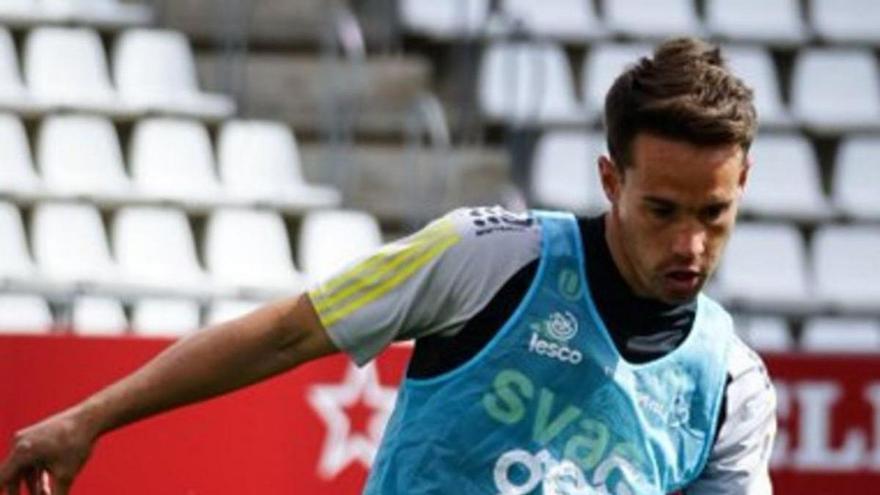 Pablo Larrea en el entrenamiento de ayer.