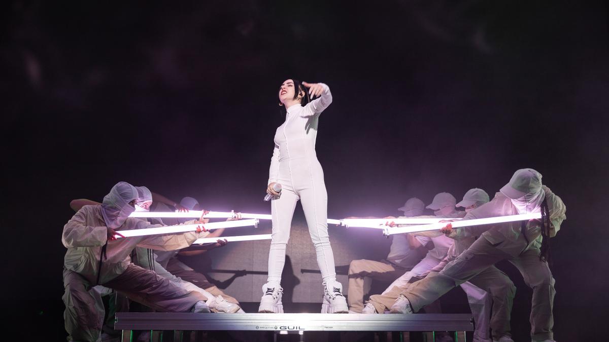 Nicki Nicole, durante su actuación en las Noches del Botánico de Madrid.