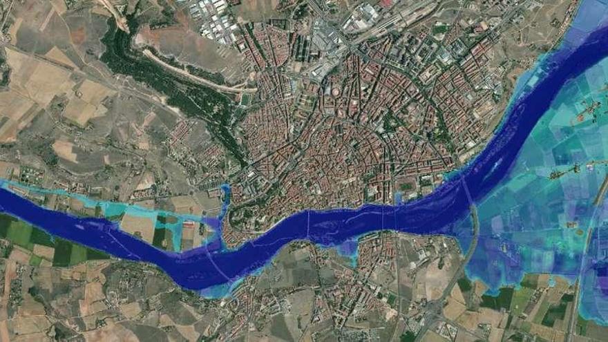 Simulación de las zonas inundables en Zamora capital en un periodo de diez años.