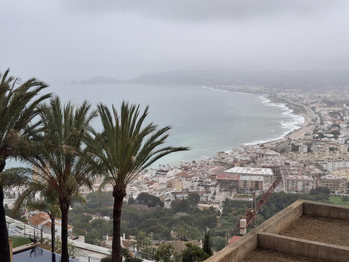 Palmeras y niebla en el litoral de Xàbia