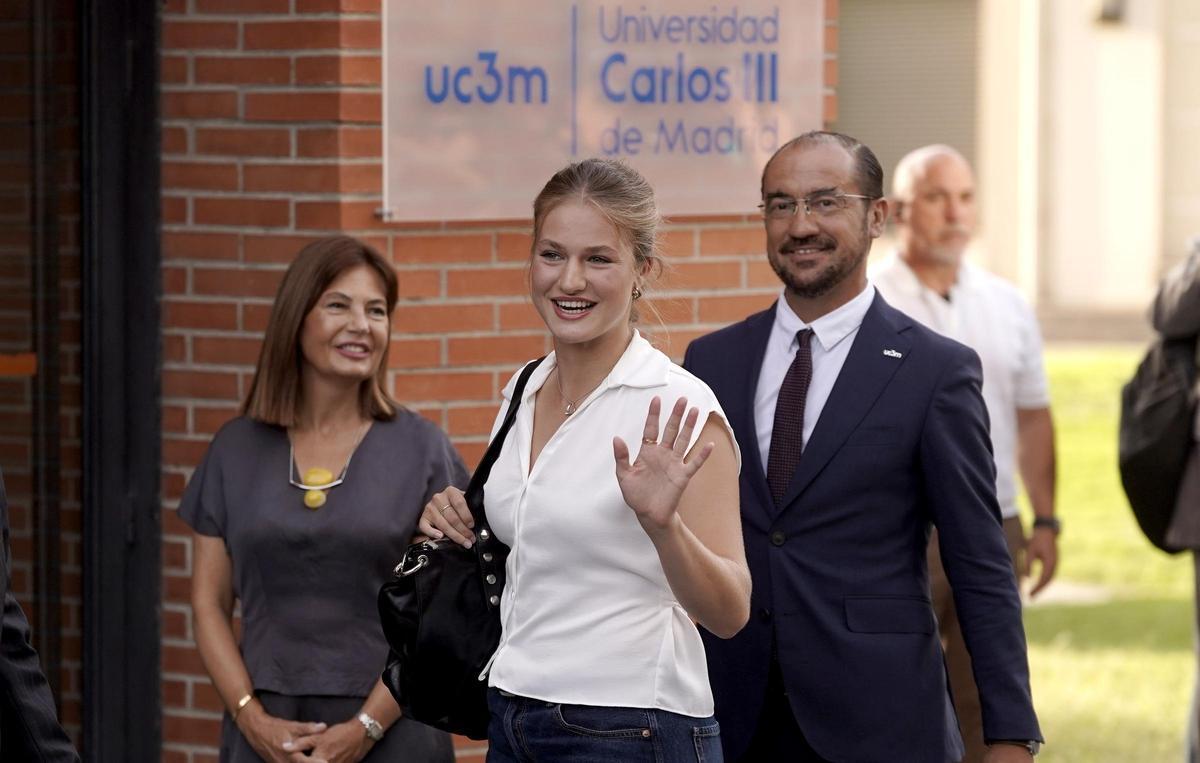 La princesa Leonor, en su primer día en la Universidad Carlos III (UC3M) de Getafe.