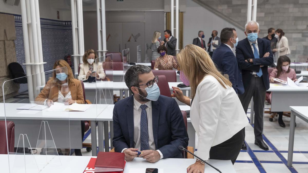 Bancada socialistas en la Asamblea, ayer