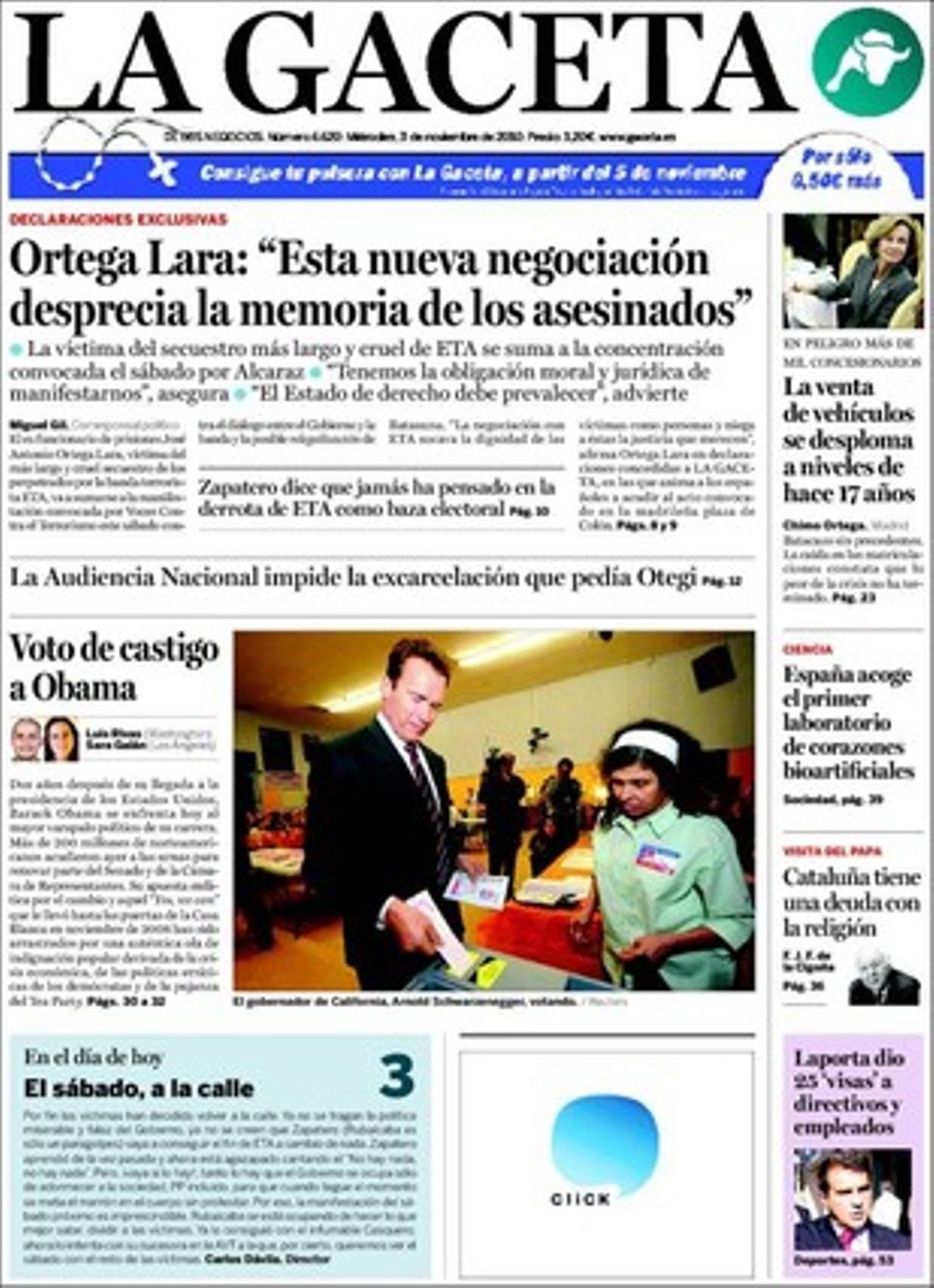 A dins ’La Gaceta’ explica que el dirigent empresarial andalús andalús Santiago Herrero se suma a la carrera per succeir Gerardo Díaz Ferrán a la CEOE, i que la ministra Ángeles González-Sinde repta Ignasi Guardans a portar als tribunals el frau del cine.