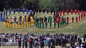 FILE PHOTO: A general view of the Olympic flame lighting ceremony for the Rio 2016 Olympic Games inside the ancient Olympic Stadium on the site of ancient Olympia, Greece, April 21, 2016.               REUTERS/Valerie Gache/File Photo