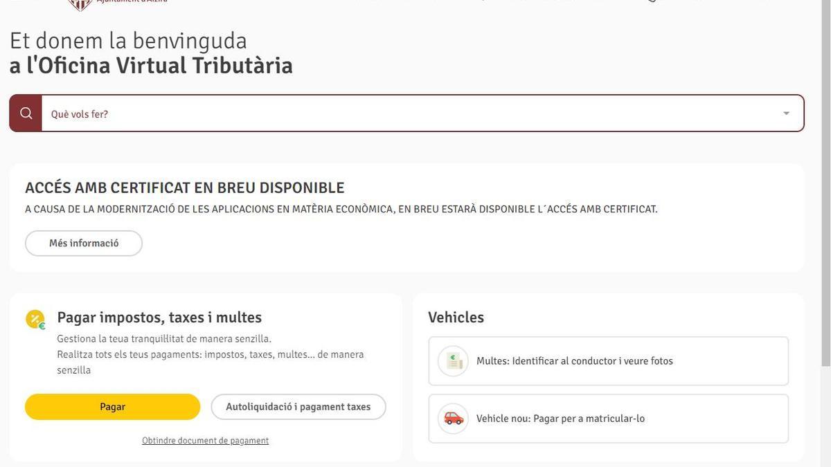 Oficina virtual tributaria de Alzira.