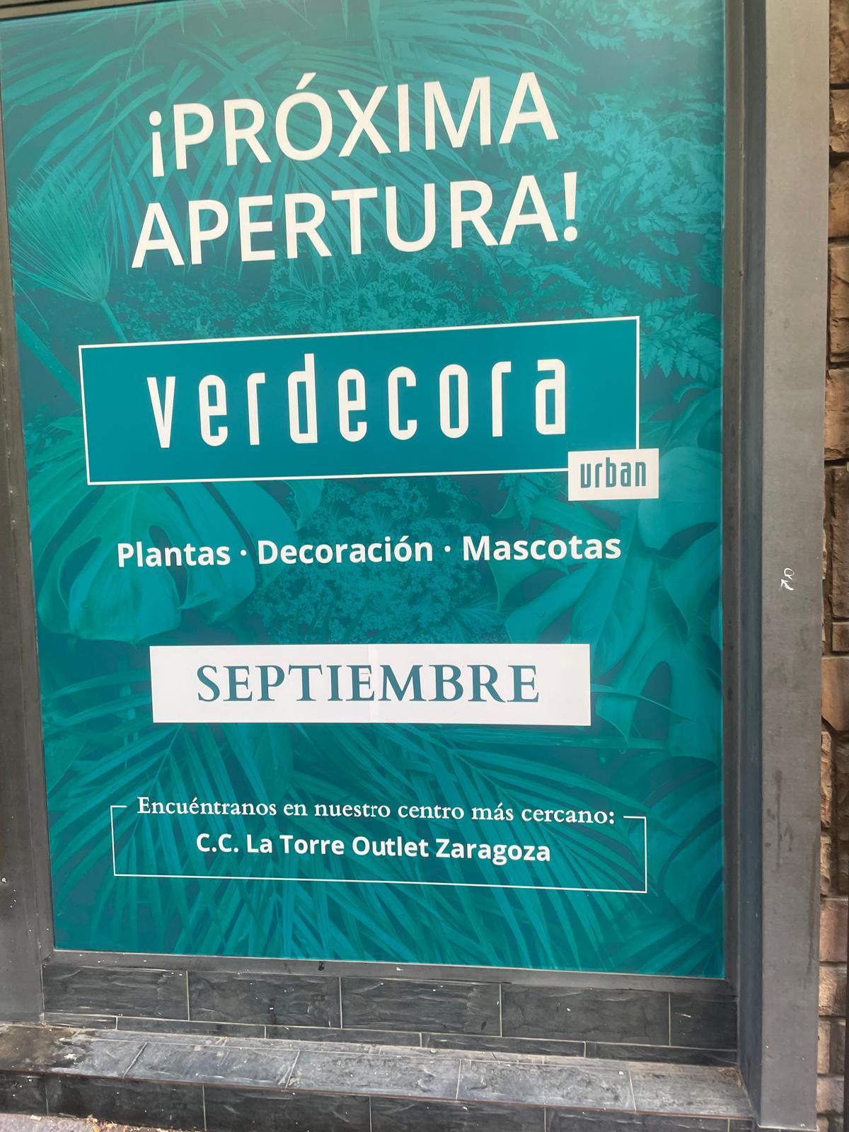 Anuncio de la apertura del nuevo Verdecora