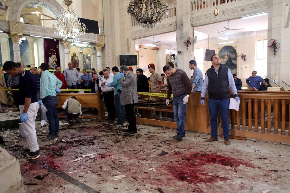 Explosión en la iglesia copta de San Jorge, en la ciudad egipcia de Tanta.