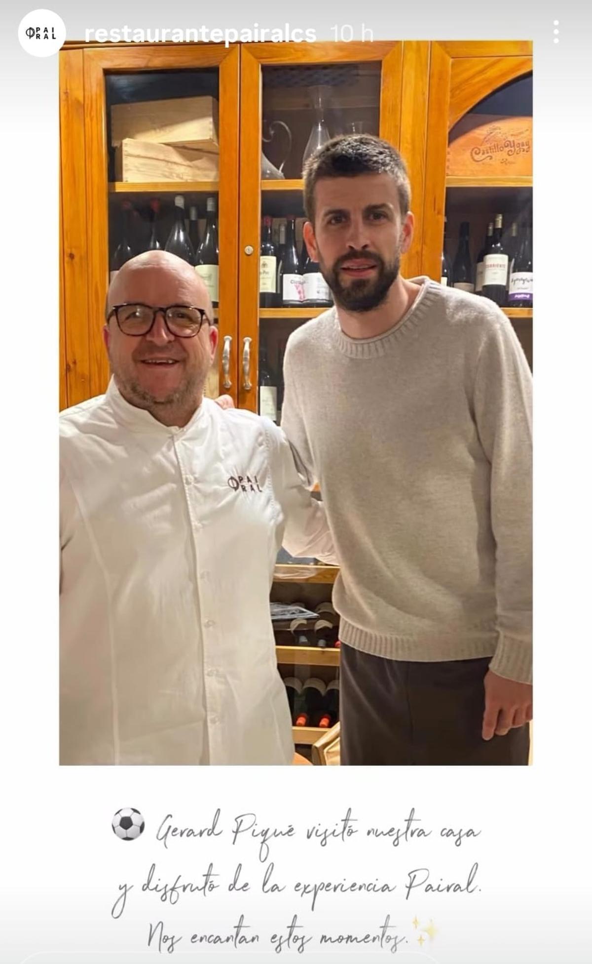 Gerard Piqué en el restaurante Pairal de Castellón.