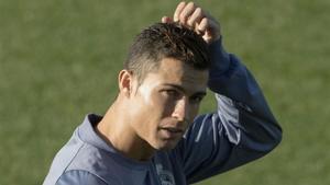 Cristiano Ronaldo, durante el entrenamiento
