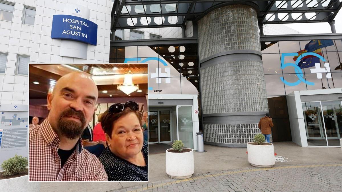 El Hospital San Agustín. En el recuadro, Tino Escudero y María del Carmen Palomino.