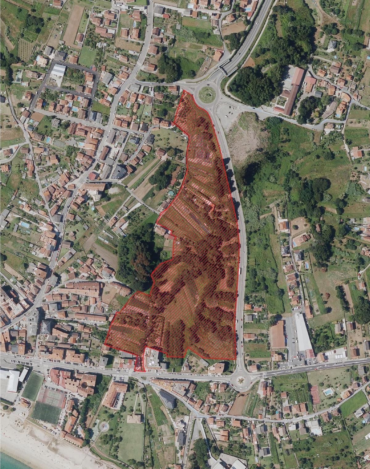 Plano del ámbito afectado por el Proyecto de Interés Autonómico en la zona de A Rúa, en Cangas.