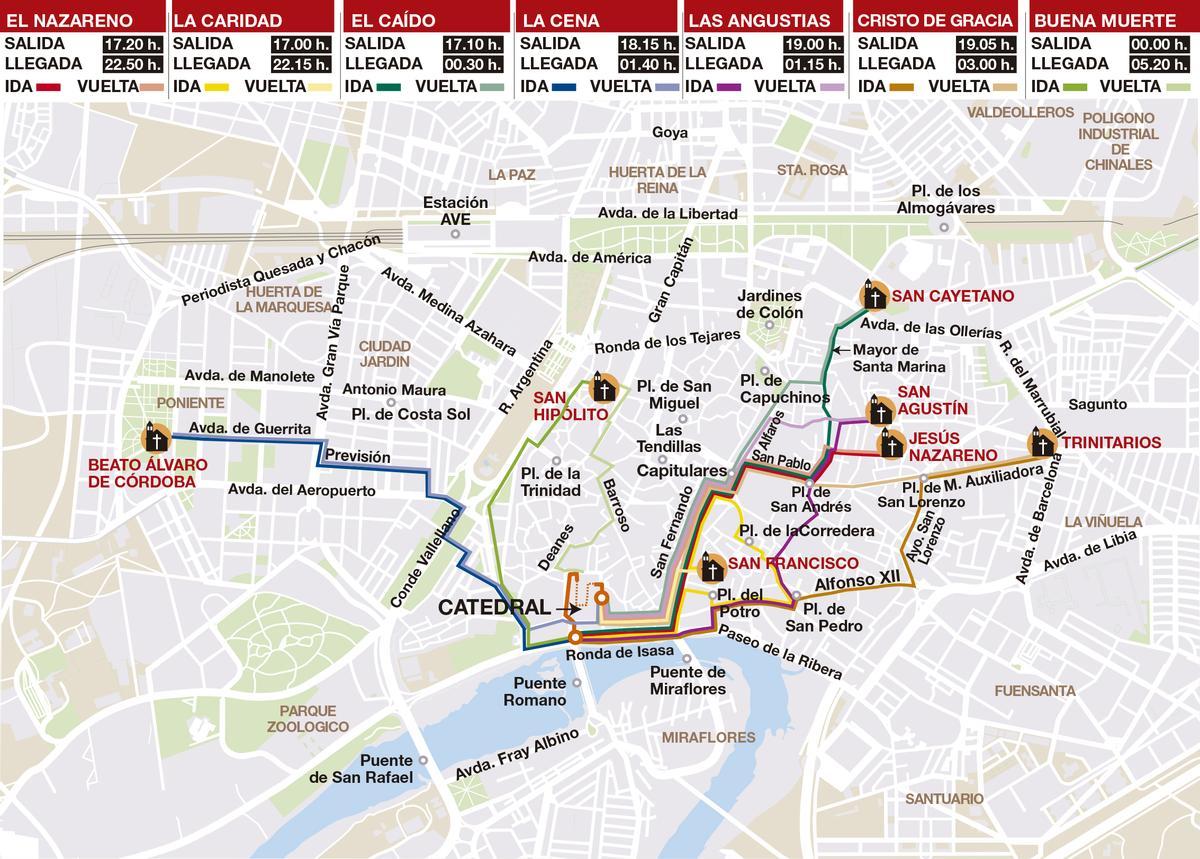 Itinerarios del Jueves Santo en Córdoba.