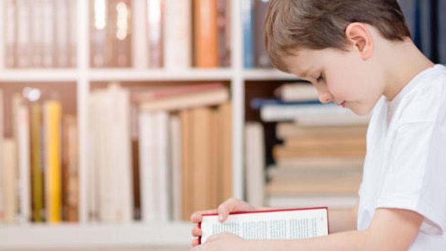 Un niño estudia con una tablet.