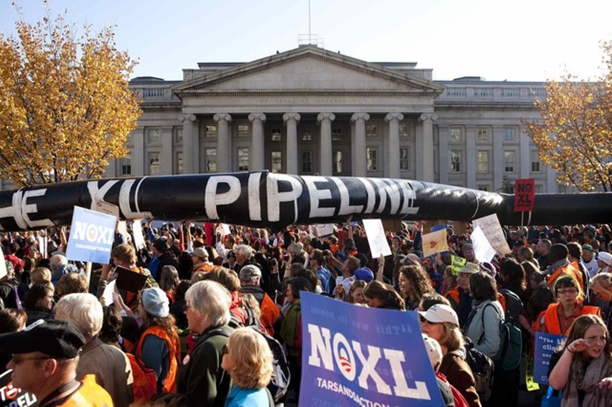 Manifestació contra de l’oleoducte Keystone XL, el 6 de novembre a Washington.