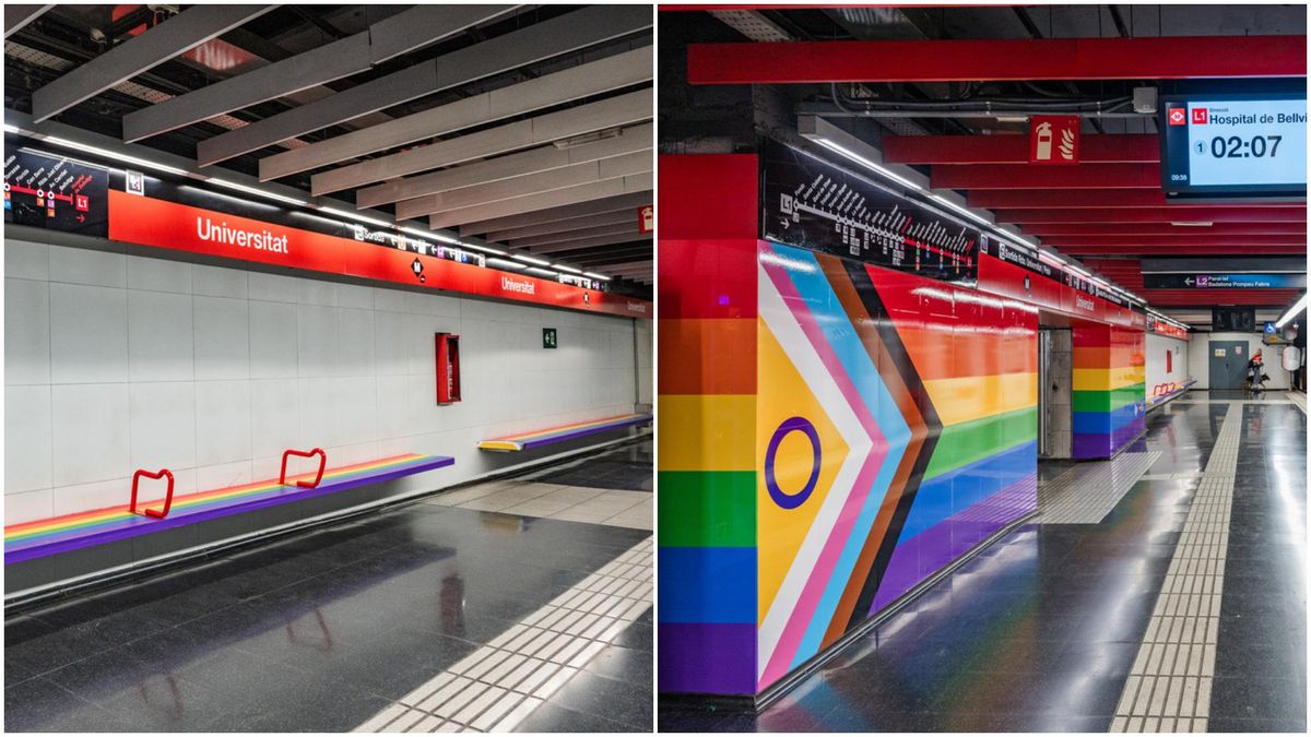 Aspecto original de los vinilos del Orgullo LGTBI cuando se instalaron el 27 de junio