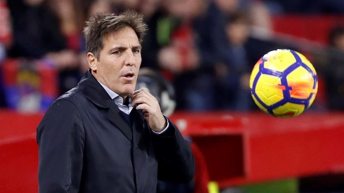 Eduardo Berizzo, en el Pizjuán durante el Sevilla-Levante.