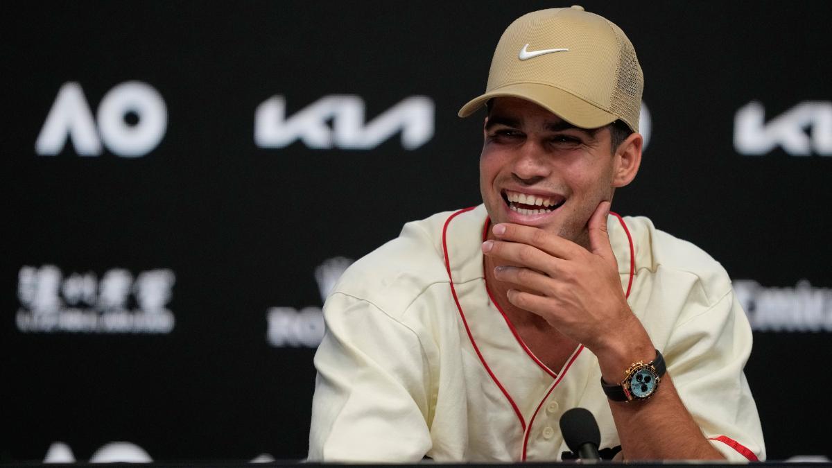 Alcaraz durante la rueda de prensa en Melbourne.