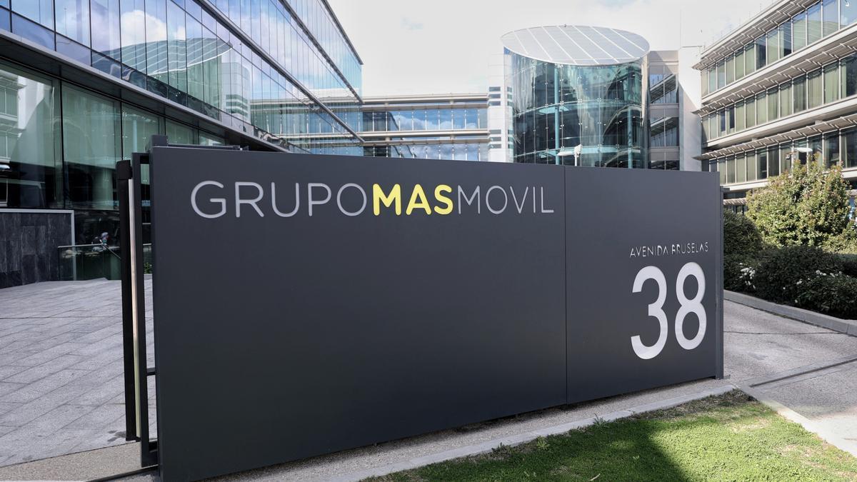 Entrada a la sede de MásMóvil en Madrid.