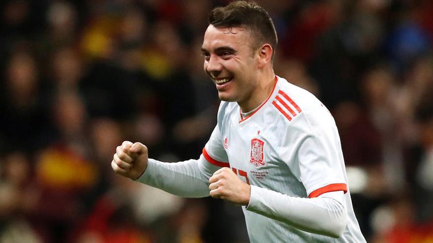 Iago Aspas celebra el gol ante Argentina // Agencias