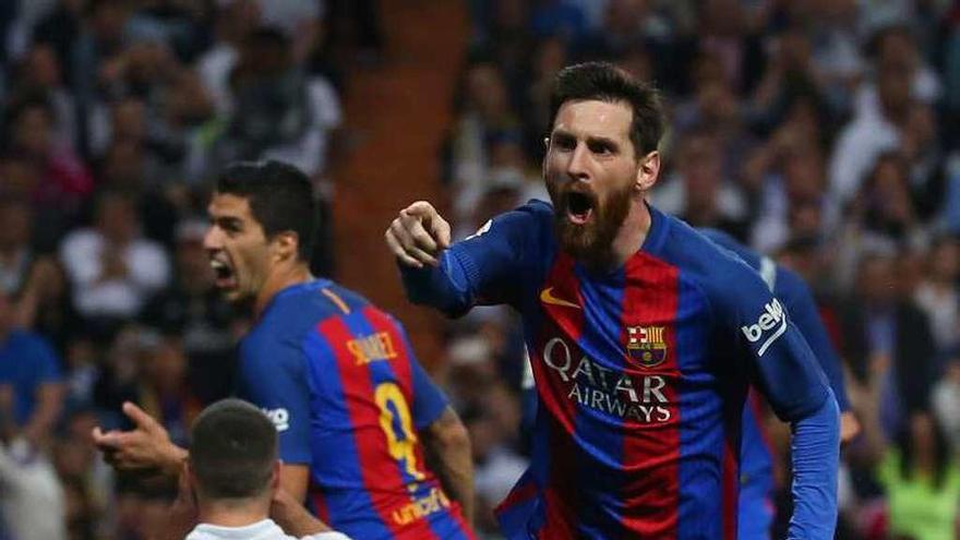Messi, tras marcar el gol de la victoria en el Santiago Bernabéu.