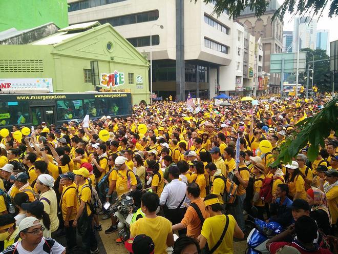 Una de las manifestaciones del Bersih 4 en Malasia